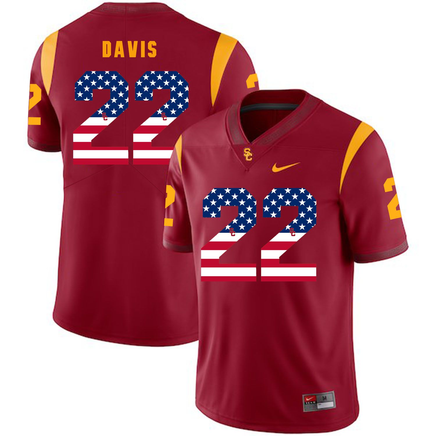 Men USC Trojans #22 Davis Red Flag Customized NCAA Jerseys